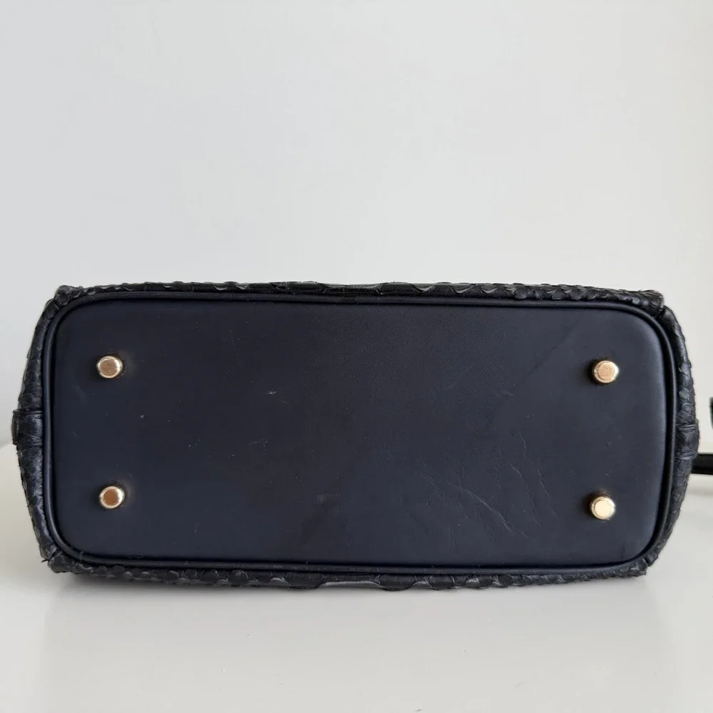 Coach Black Snakeskin Handbag Embossed Leather Exotic Satchel Crossbody